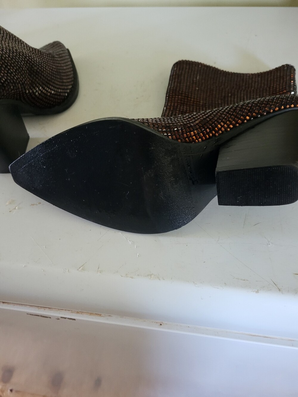 Women's Copper Rhinestone Pointed-Toe Booties - Picture 5 of 7